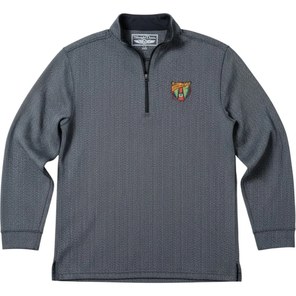 Straight Down 1/4 Zip Pullover Mens Large Grey Herringbone Paddy McGregors Golf